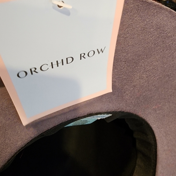 NWT Orchid Row Wool wide brim hat. Black Grey. Velvet sash. - Picture 3 of 12